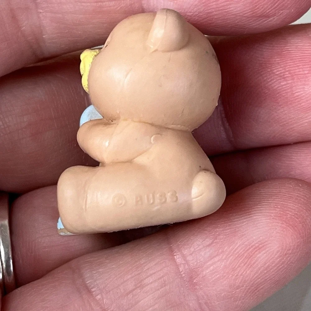 Vintage Russ Pencil Topper Teddy Bear on Telephone Hard Rubber